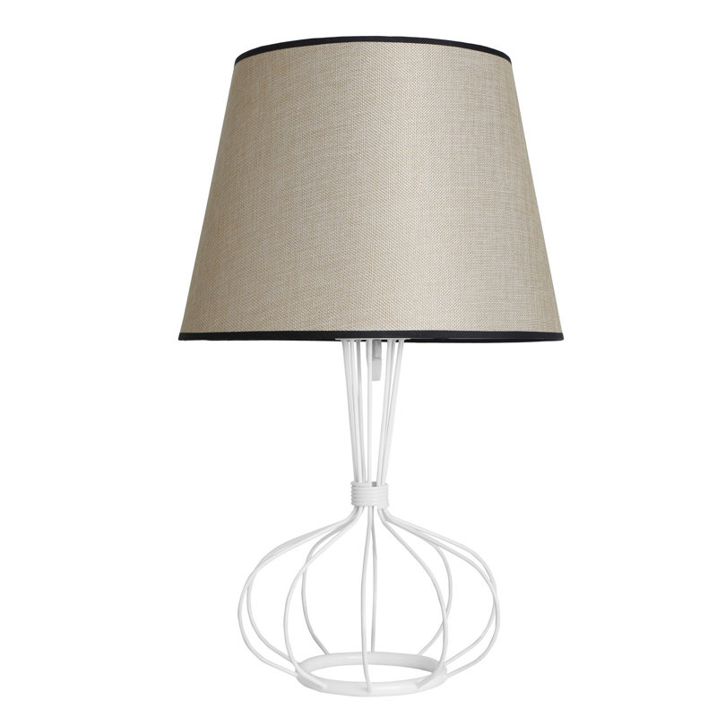 Metal Table Lamp, Beige, White