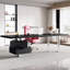 Bureau rectangulaire en bois massif noir + argent + acier inoxydable avec 2 tiroirs-2106258107-2106258109