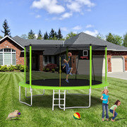 Trampoline 14FT avec filet d'enclos - Trampoline de sport récréatif, Vert