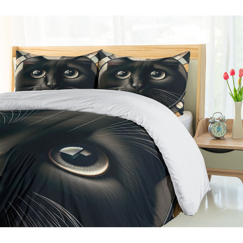 Cat Duvet Cover, California King Duvet Cover + 2 Standard Shams