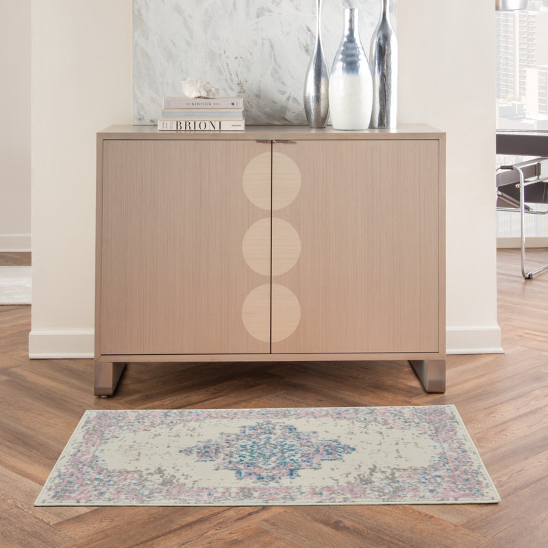 Tapis oriental ivoire / rose Burnie, Rectangle 3 pi x 5 pi
