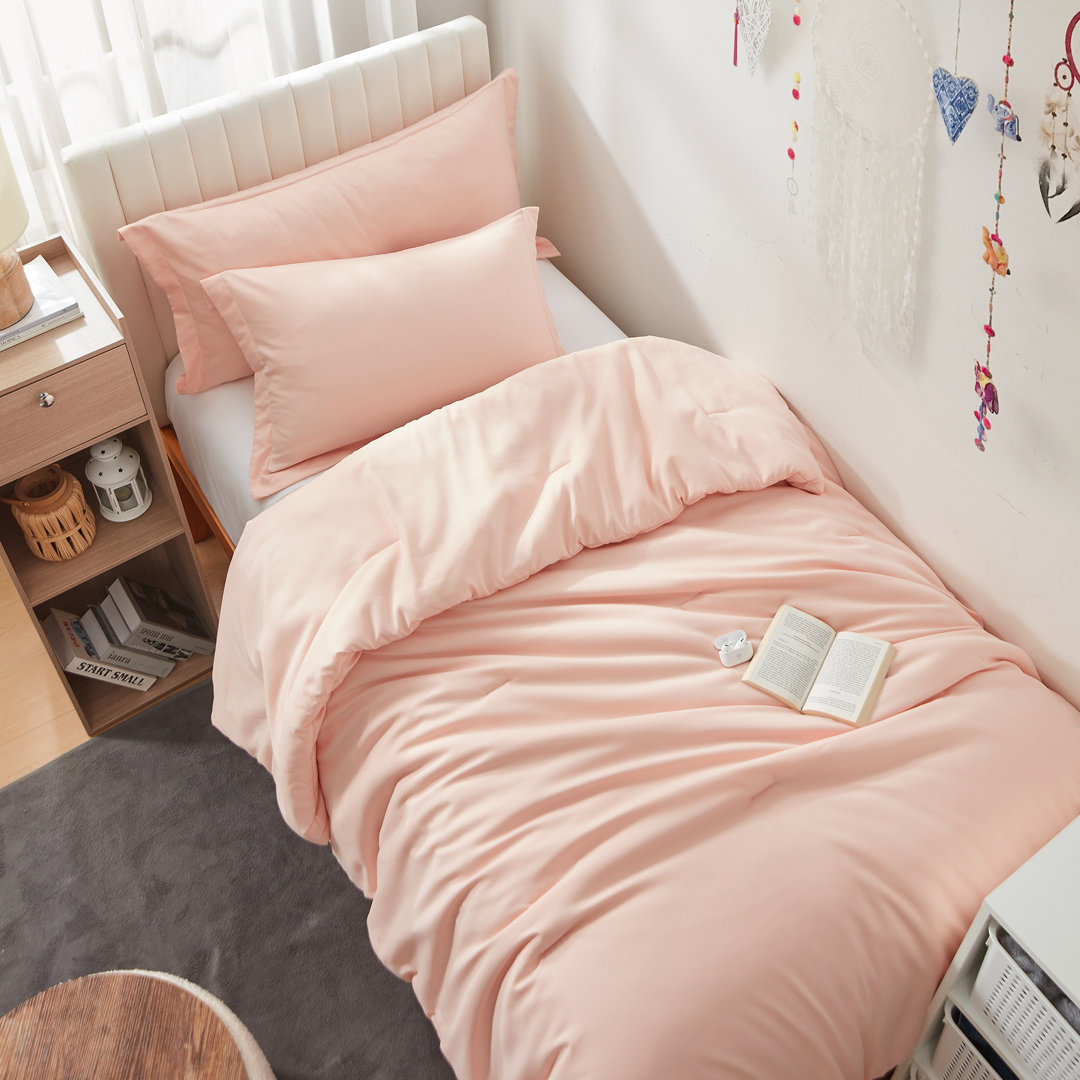 Double Brushed Microfiber Solid Twin XL Comforter Set DormCo