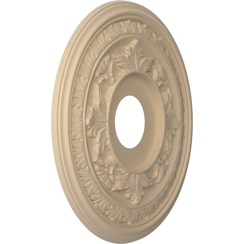 Médaillon de plafond en PVC thermoformé Baltimore, H 16 po x l 16 po x P 1 po, Beige fumé satiné UltraCover