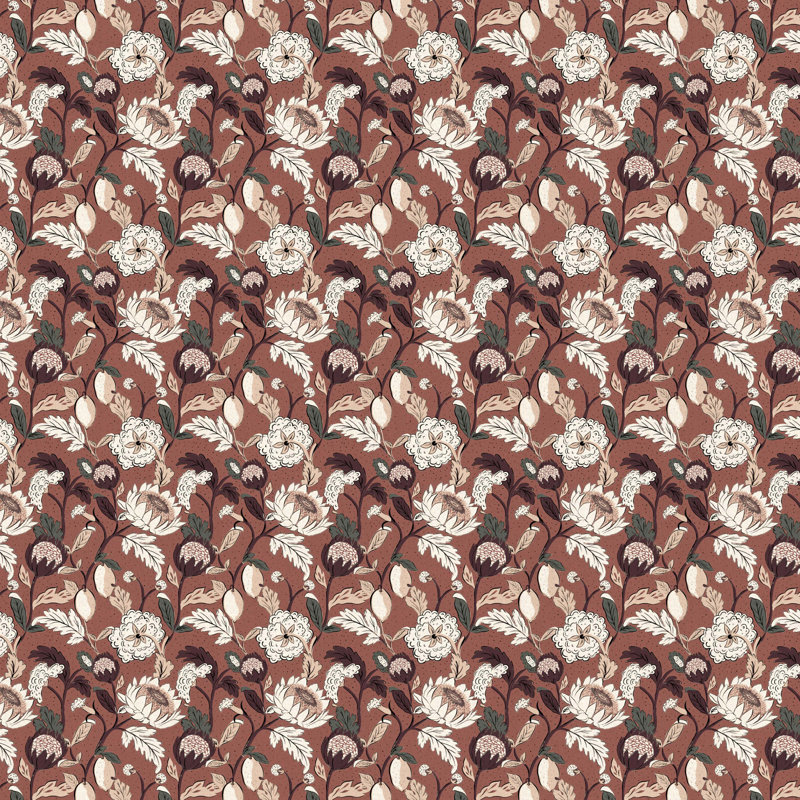 Fauteuil demi-tonneau pivotant Mina, Rose vieilli à motif floral Dottie