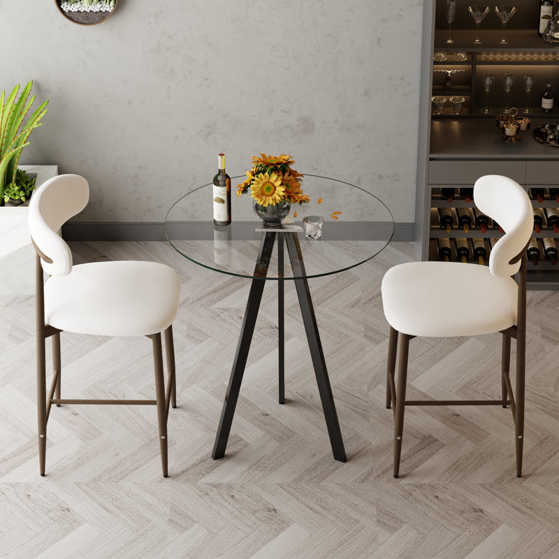 Ensemble de 3 tables de bar pour 2, Beige/Brown, Black