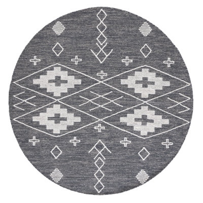 Holtby Southwestern Handmade Flatweave Wool/Cotton Charcoal/Ivory Area Rug