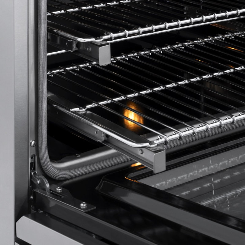 ZLINE 30 in. Black Stainless Marino Induction Range with 4 Element Cooktop and Electric Oven, Stainless Steel/Polished Gold