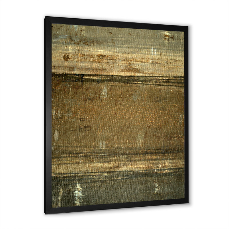 Champs de couleurs dans des tons de gris et de beige II - peinture sur toile, H 20 po x l 12 po x P 1 po, Cadre noir