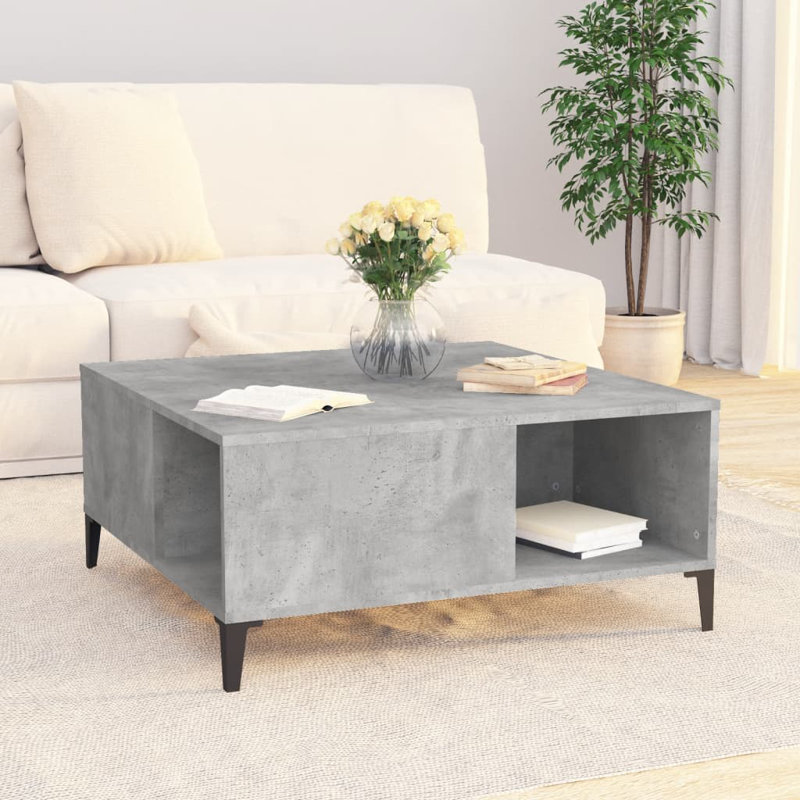 Leilanie Four Leg Coffee Table with Storage, Concrete Grey