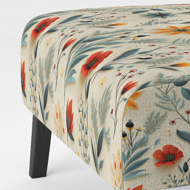 Fauteuil de chambre Boho, fauteuil d'appoint rembourré vert et jaune