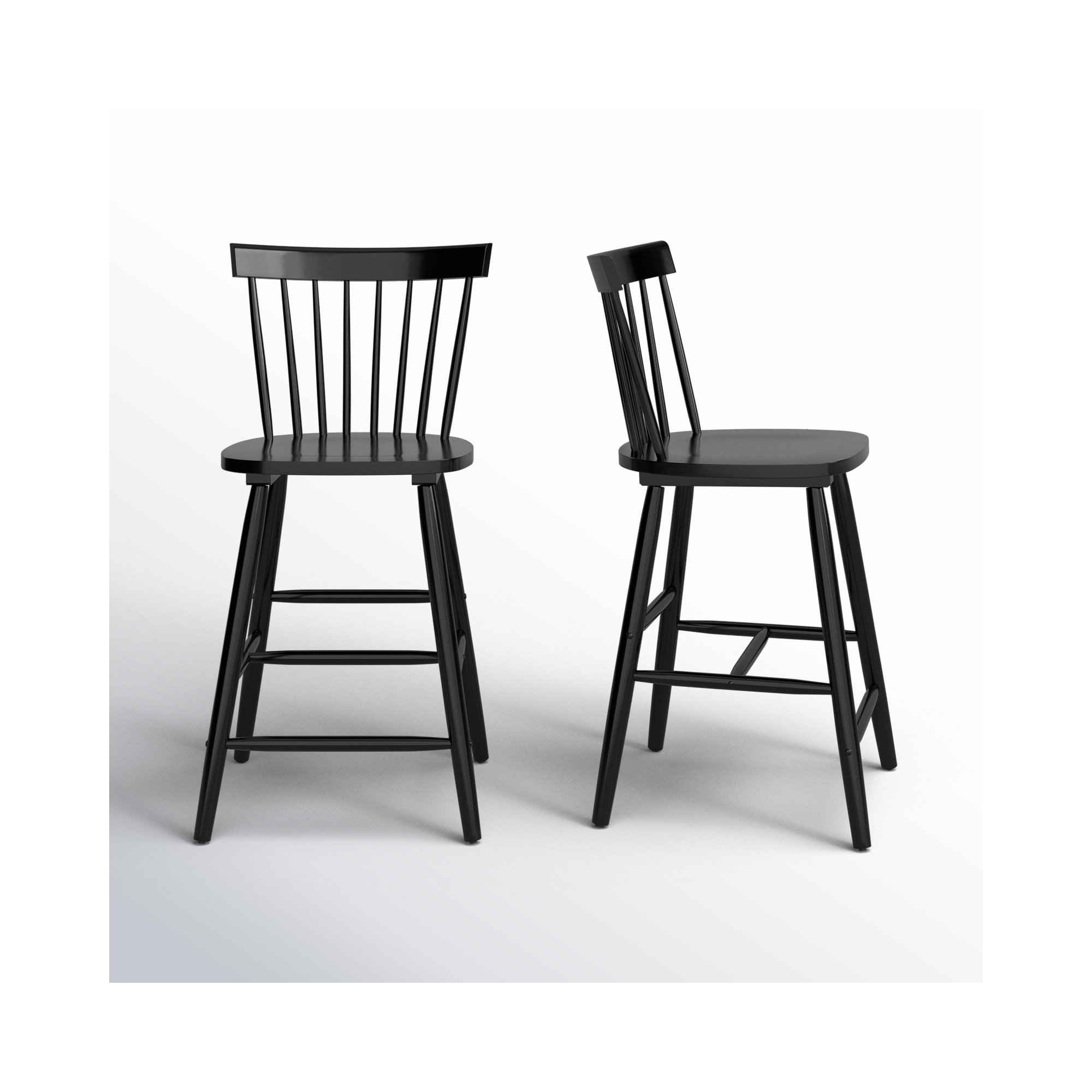 Stacee Solid Wood Bar & Counter Stool, Black, Counter Stool (24" Seat Height)