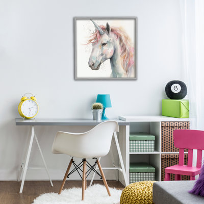 Unicorn With Pink Mane Framed Giclee, design by Creative Studio