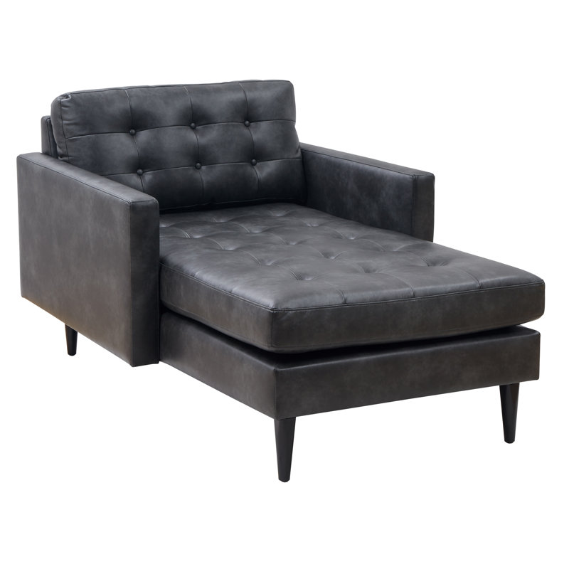 Chaise longue capitonnée à deux accoudoirs carrés