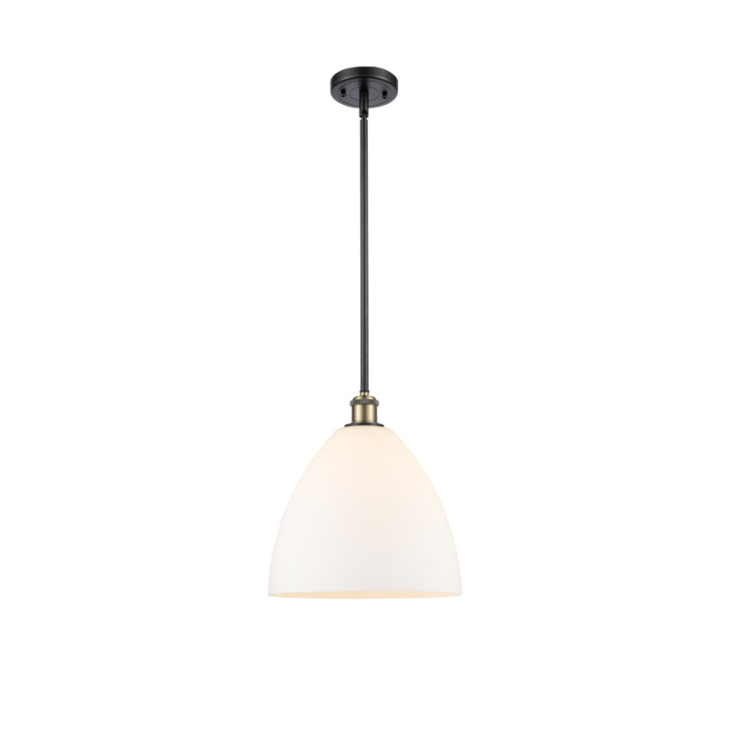 Alonta 1 - Light Single Pendant, Matte White, 45.75" H x 12" W x 12" D, Black/Antique Brass