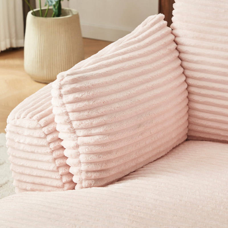 Chaise longue en velours côtelé rose, sans assemblage, coussin à ressorts, confortable pour le salon, la chambre ou le dortoir