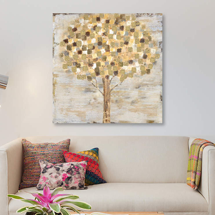 «Golden Tree», reproduction sur toile, H 37 po x l 37 po x P 1,5 po, Toile tendue, Pas de tapis