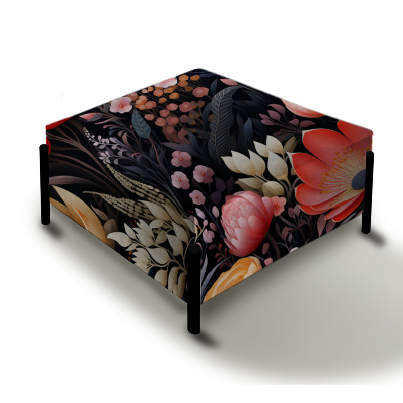 Multicolore Tribal Botanic Floral Garden Dreams I - Grand repose-pieds carré floral