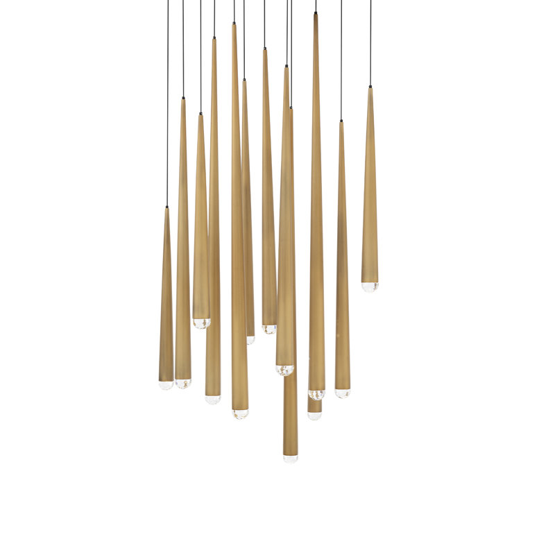 Cascade LED Pendant, Aged Brass, 13, 37" H x 20" W x 20" D