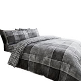 GC Printed Cotton Blend Chequered Duvet Cover Set with Pillowcases
