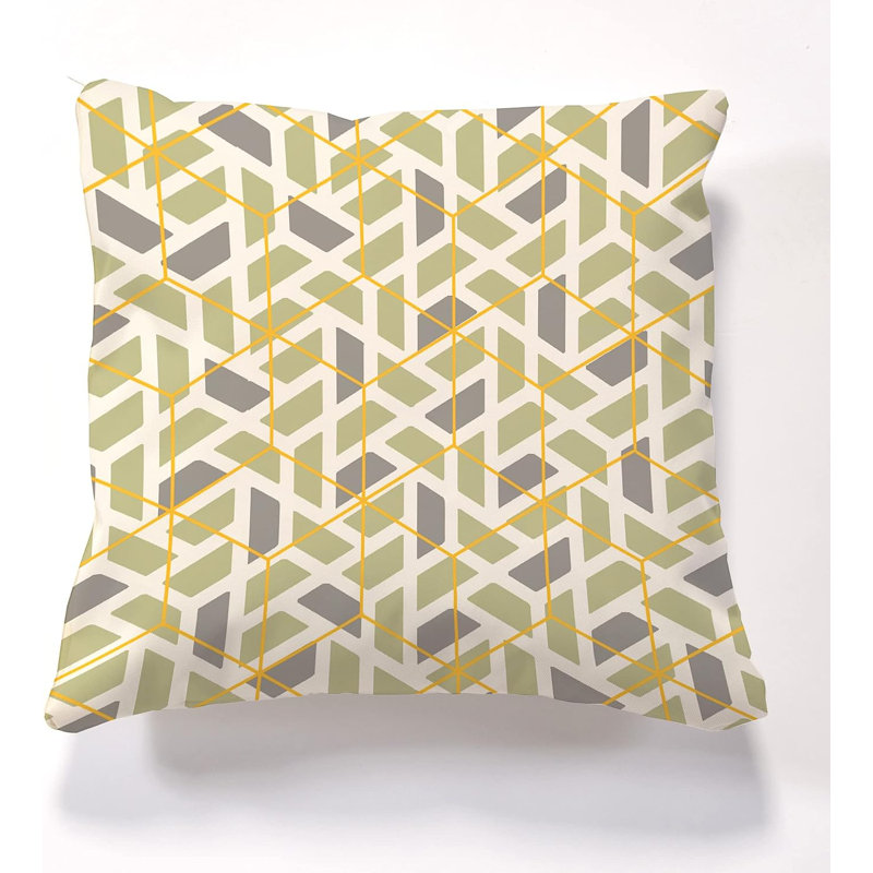 Aneshia Indoor / Outdoor Geometric Square Cushion, Sage