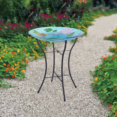 Bain pour oiseaux solaire en verre Edi