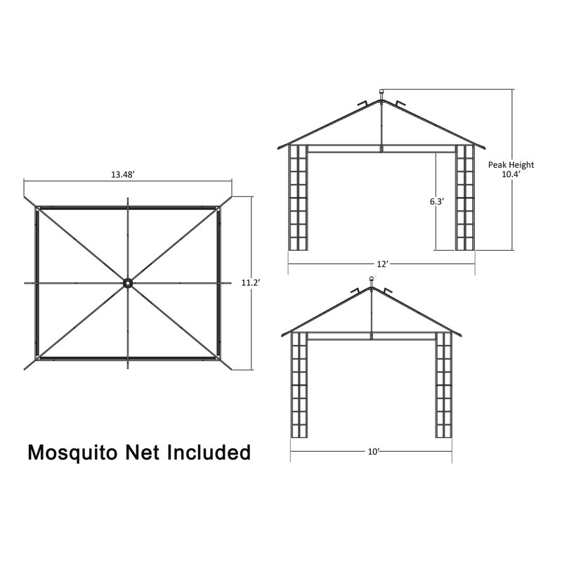 Melody II 10 ft. x 12 ft. Gazebo with Mosquito Net