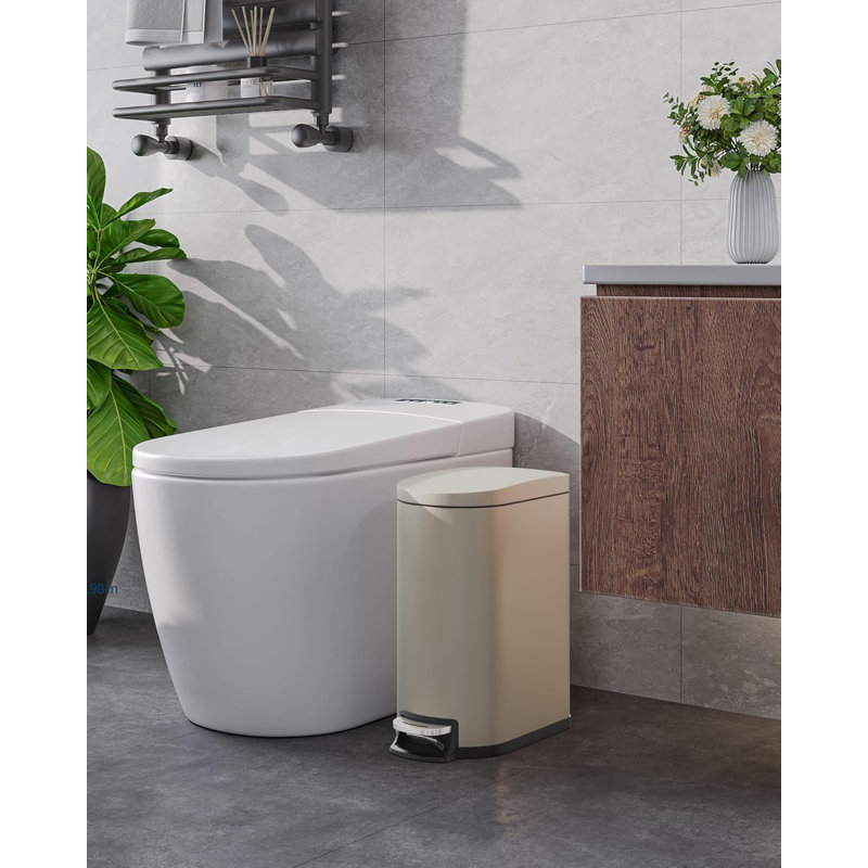 Poubelle mince 2,6 gallons / 10 litres, poubelle en acier inoxydable avec seau intérieur amovible, poubelle rectangulaire pour poubelle pour petits espaces, cuisine, salle de bain, bureau