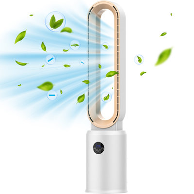 38” Bladeless Tower Fan With Remote, Air Circulator Cooling Fan For Indoor Use, 24 Speeds Settings, 12 Timer, Quiet Oscillating Fan For Home Bedroom Office