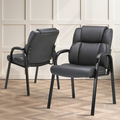Leather Guest Chair With Padded, Reception Meeting Conference And Waiting Room Side Office Home by Corrigan Studio