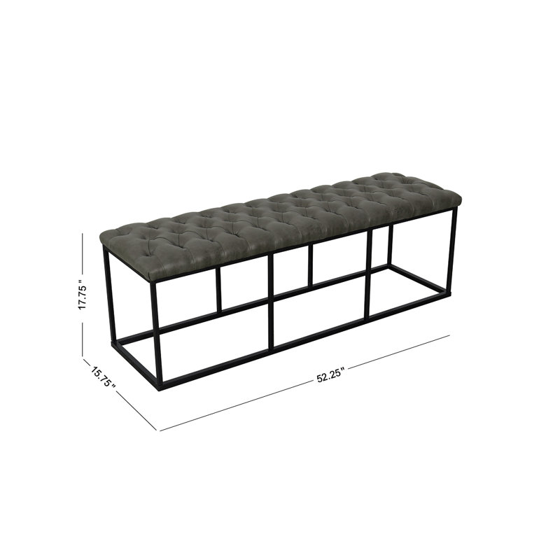 Darren Storage Bench, Gray Faux Leather