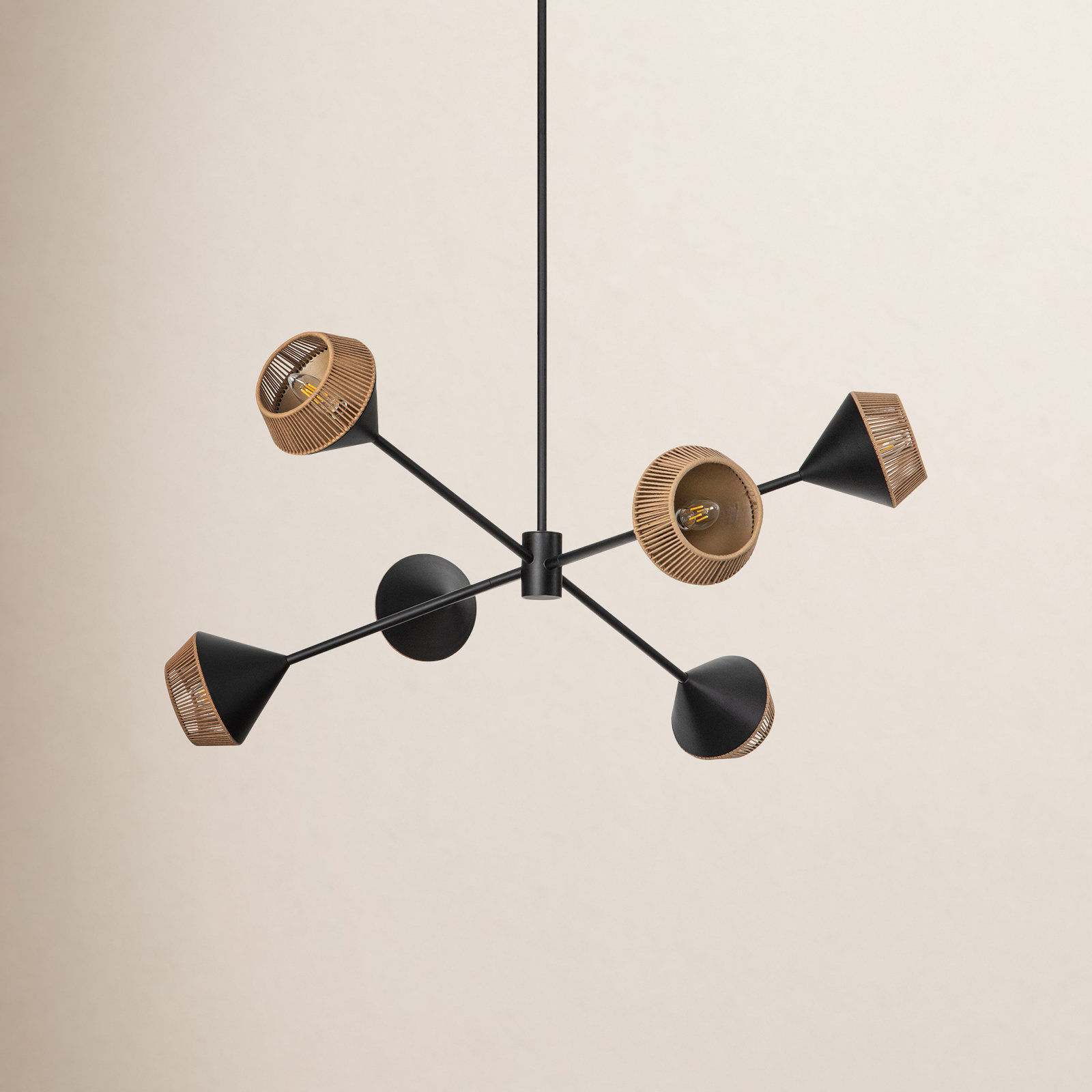 Keaz 6 - Light Metal Sputnik Chandelier, Matte Black
