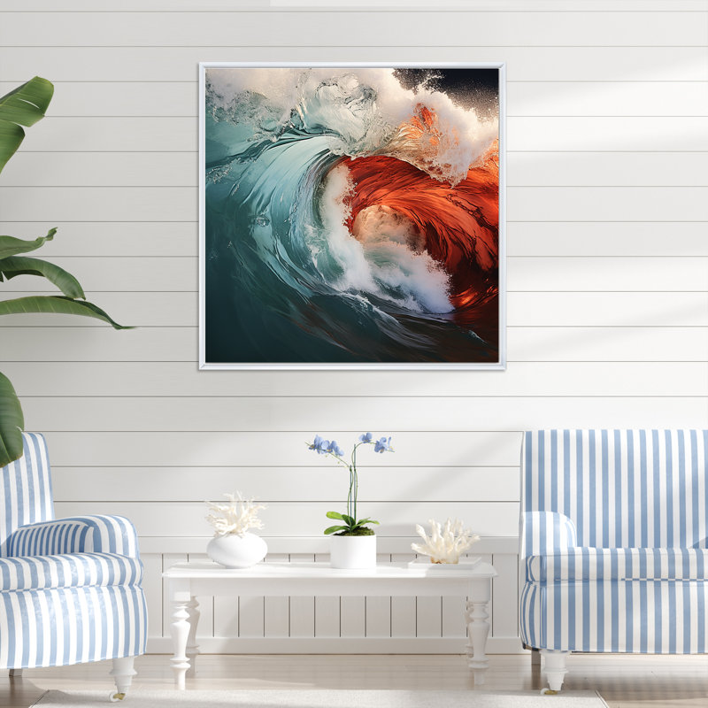 «Green Green Wave», impression sur toile, H 24 po x l 24 po x P 1 po, Cadre flottant blanc