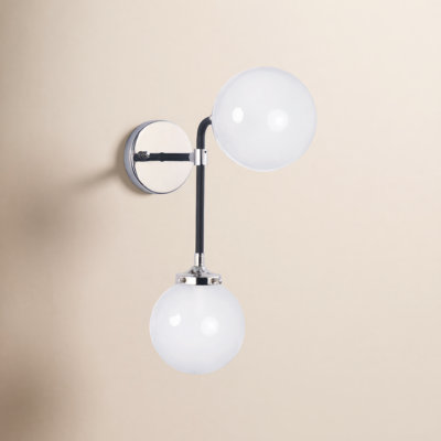 Balko 2 Light Glass Steel Dimmable Armed Sconce