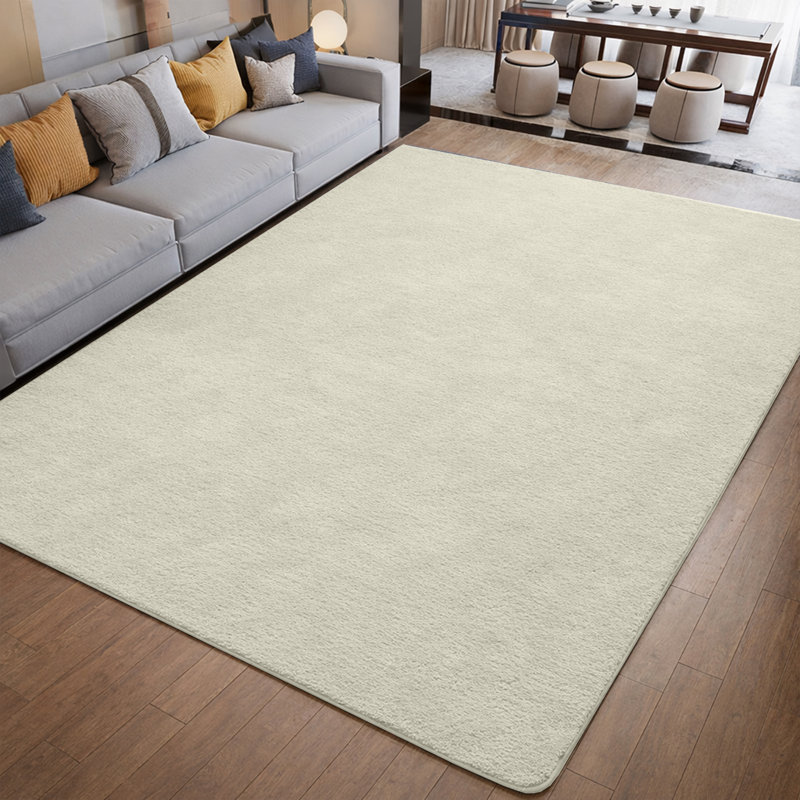Solid Colour Machine Tufted Shag Area Rug, Cream, Rectangle 120 x 170 cm