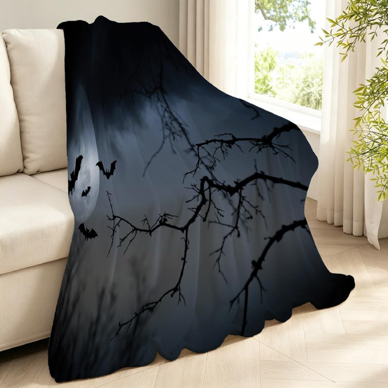 Jeté transparent en flanelle molletonnée, imprimé Halloween, Throw 40" x 50"
