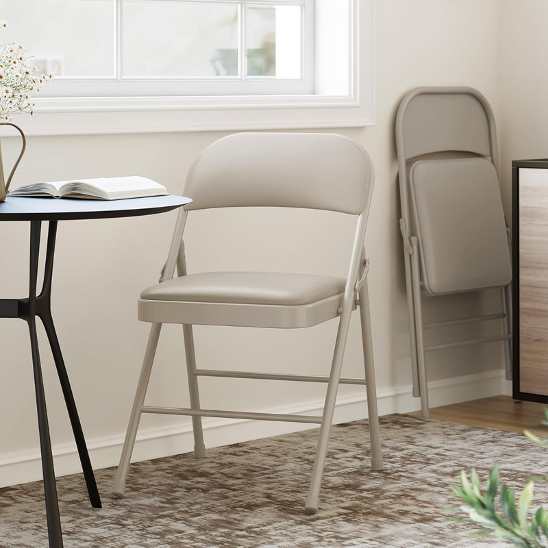 Ensemble de 6 chaises pliantes en métal avec coussin et dossier rembourrés, sièges empilables portatifs à structure en acier, capacité de 350 lb