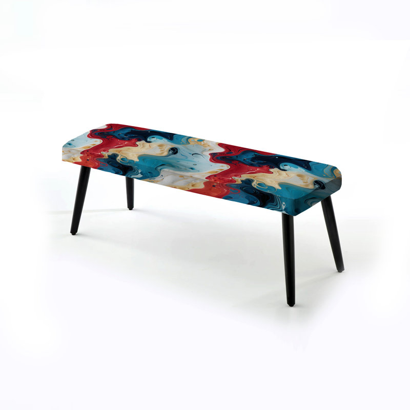 Marbre rouge et beige fusion artistique toile - banc rembourré de marbre noir