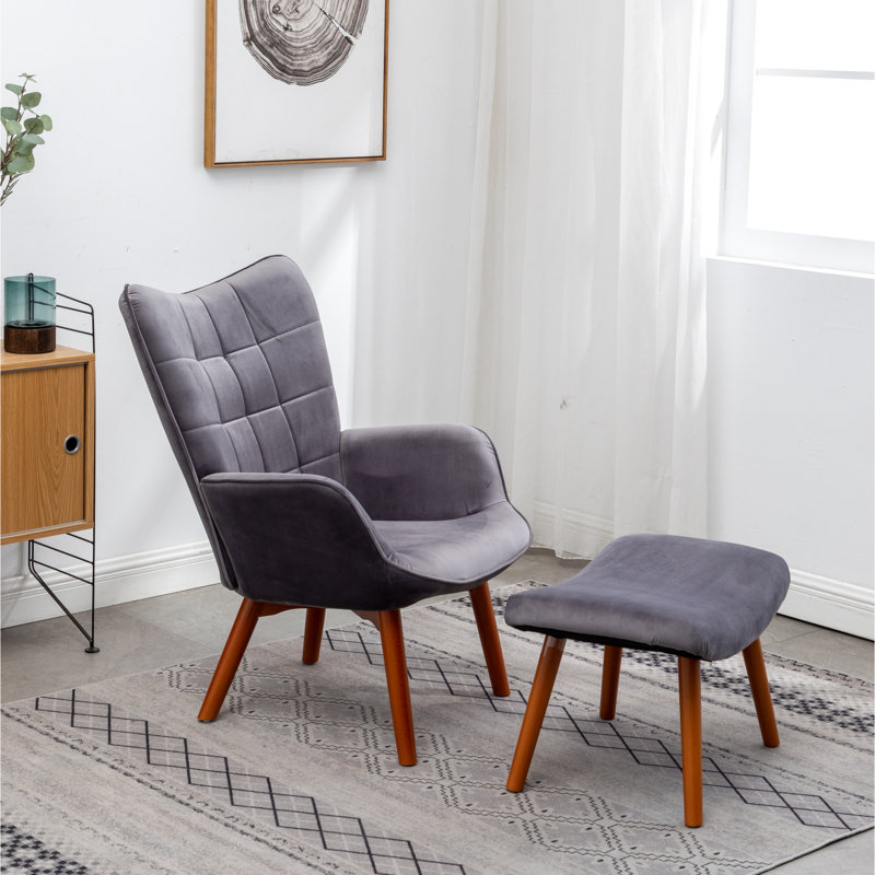 - Fauteuil d'appoint en velours gris apaisant, Gris
