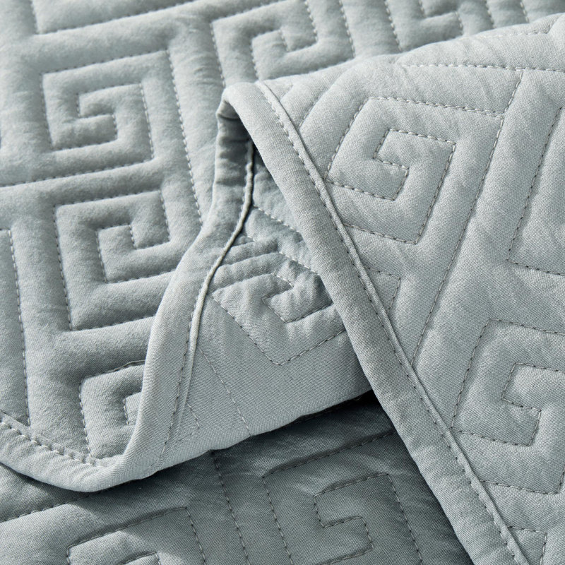 Stroman Quilted Microfiber Coverlet Set, Queen Quilt + 2 Standard Pillowcases, Dark Gray