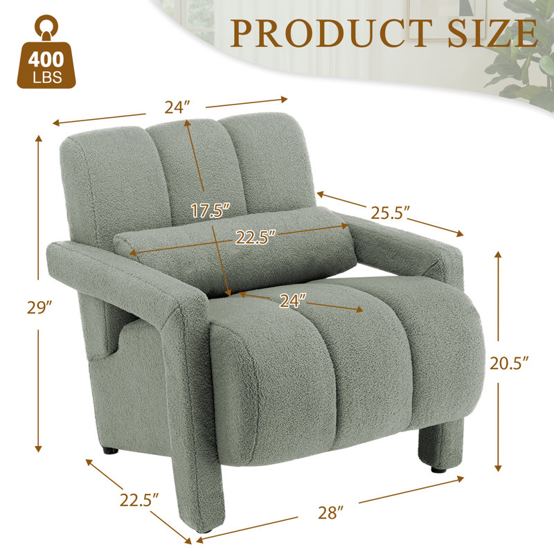 Ensemble de 2 fauteuils d'appoint rembourrés 28 po avec accoudoirs, Ours en peluche vert