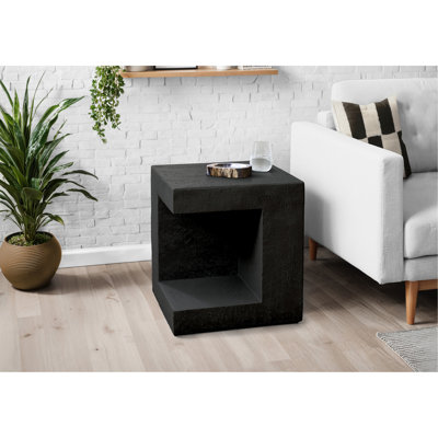 Table d'appoint, H 25 po, intérieur ou extérieur, table d'appoint, table de chevet, bout, carré, chambre à coucher, salon, noir, contemporain, moderne