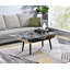 Table basse Landon de 47 po avec plateau en verre marbré noir et bois cintré-1337377116