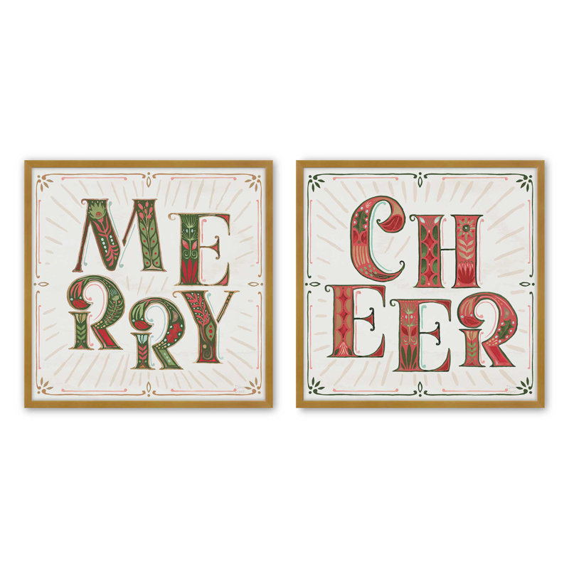 Merry Bright, ensemble de 2 reproductions d'art, Or poli, 12 po x 12 po