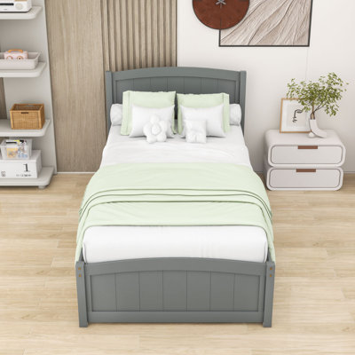 Lit plateforme simple en bois avec lit gigogne simple