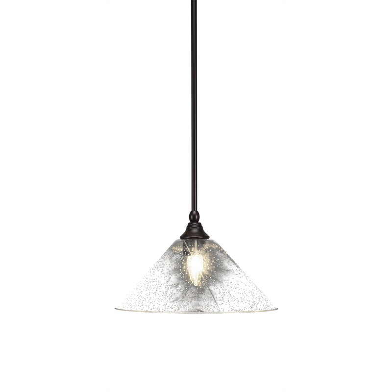 Stem Hung Mini Pendant Shown With Clear Bubble Glass, Espresso, 9" H x 16" W x 16" D