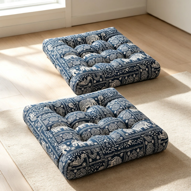 Square Floor Cushions, Large Boho Pillow Seating 2 Pack 22 Inch