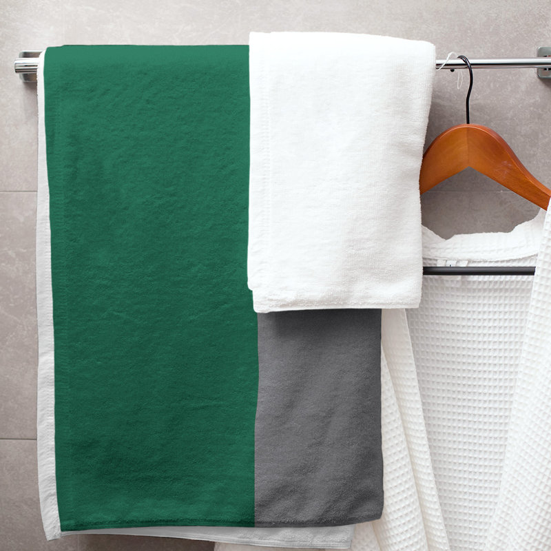Lightweight Bath Towel, Victory Green/Silver/Victory Green, Poly/Cotton