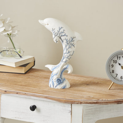 Sculpture blanche Alidiya Polystone Curved Dolphin