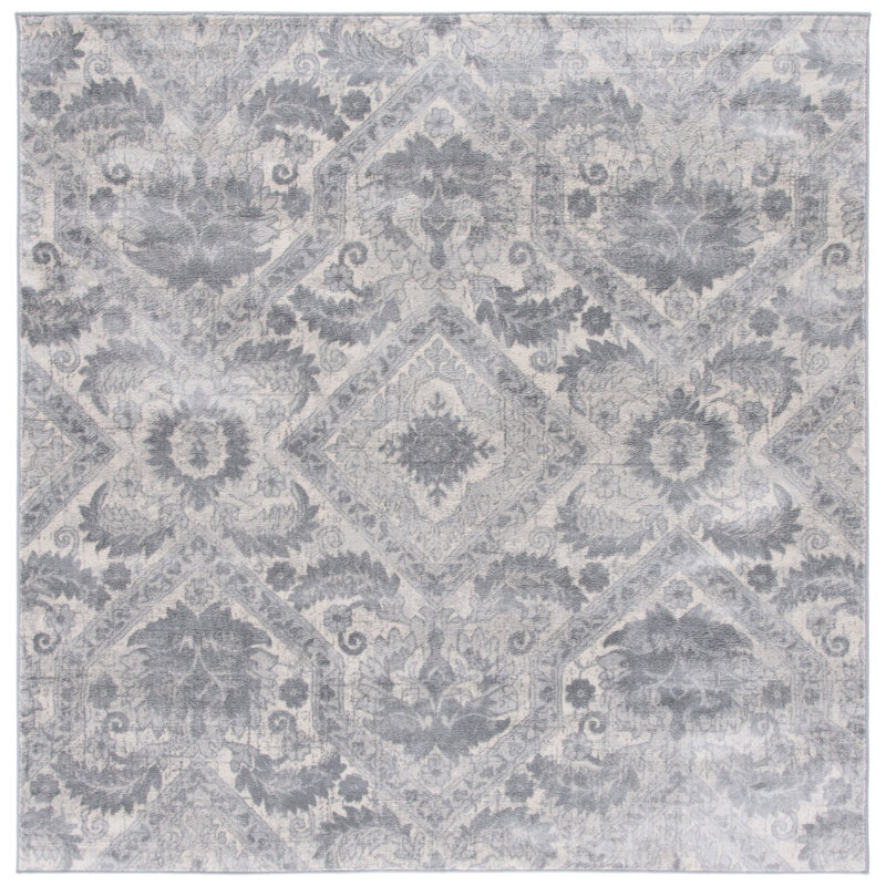 Claudean Performance Damask Rug, Square 6'7"