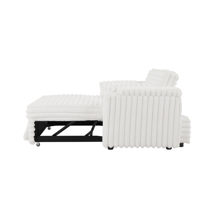Canapé-lit blanc avec accoudoirs avec rangement et port USB